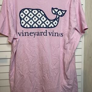 Vineyard Vines Pink Tee with Navy Whale Design